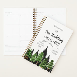 Wedding planner d'aquarelle de forêt rustique
