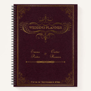 Wedding planner de livre en cuir vintage