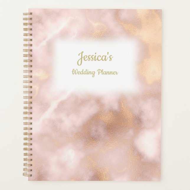 Wedding planner en marbre doré Rose vintage (Devant)