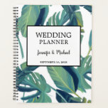 Wedding planner feuille d'aquarelle tropicale mode<br><div class="desc">Wedding planner feuille moderne de couleur d'eau tropicale. Bon planificateur pour planifier votre mariage parfait. Ajoutez vos propres noms et texte à l'avant.</div>