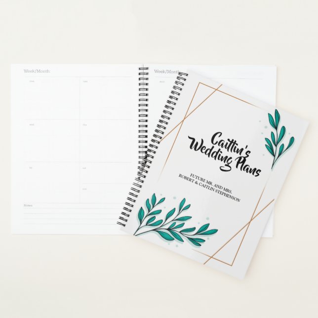 Wedding planner Feuille de l'huile d'or Floral (Devant avec enveloppe)