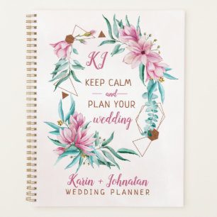 Wedding planner floral chic or rose monogrammed