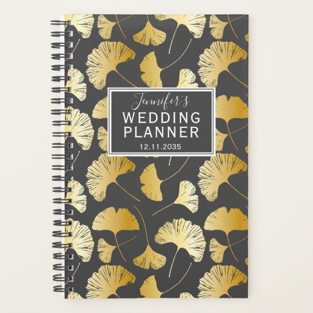 Wedding planner Motif Gold Ginkgo moderne (Devant)
