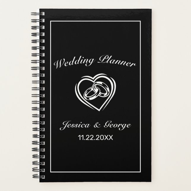 Wedding planner noir blanc minimaliste moderne (Devant)