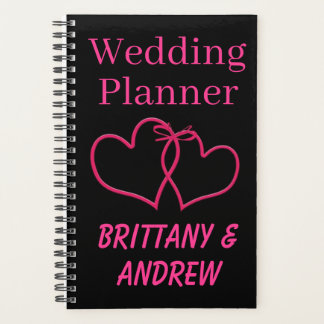 Wedding planner noir Hot rose Coeurs joints