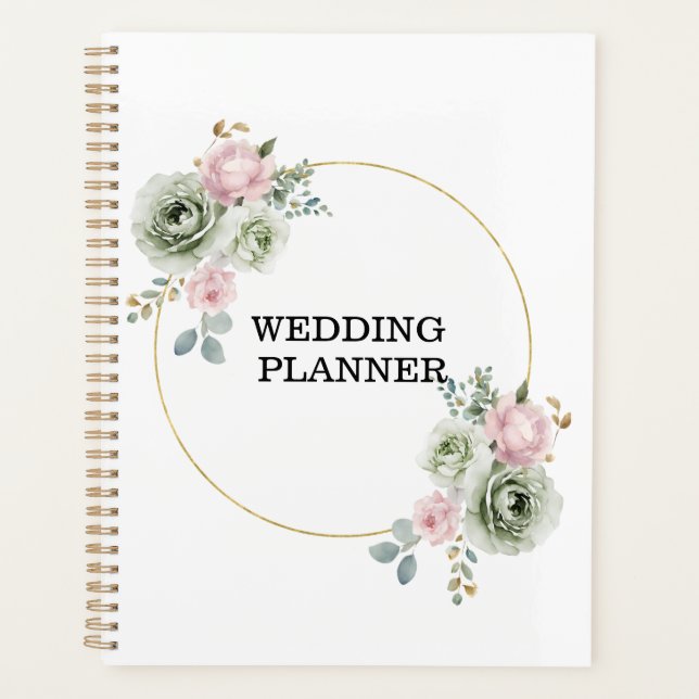 Wedding planner Sage Vert & Fleurs Roses (Devant)