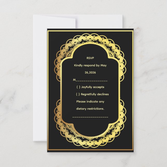 Wedding RSVP Card, Elegant Response Card (Devant)