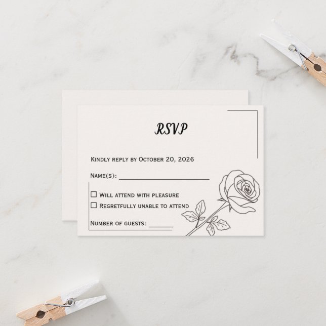 Wedding RSVP Card | Minimal Elegant Design (Devant/Arrière en situation)