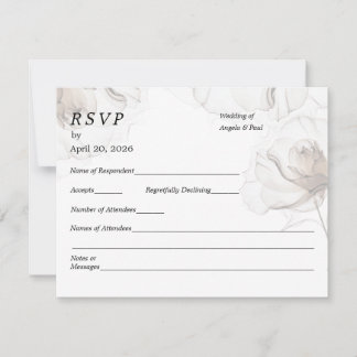 Wedding RSVP Card Soft Rose Flowers