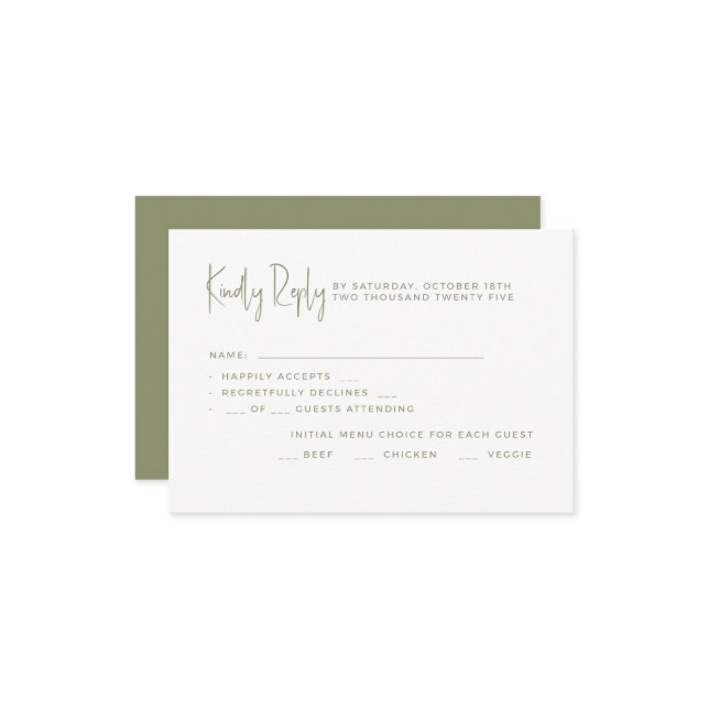 Wedding RSVP Cards. (Devant/Arrière en situation)