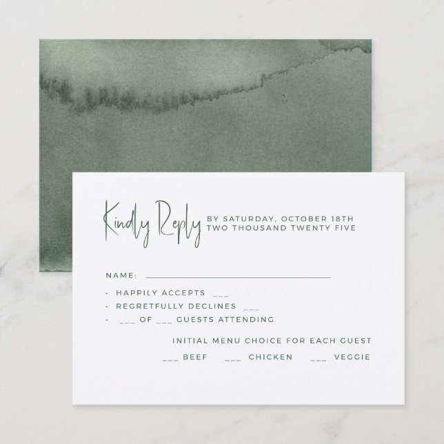Wedding RSVP cards in a minimalist style. (Devant / Derrière)