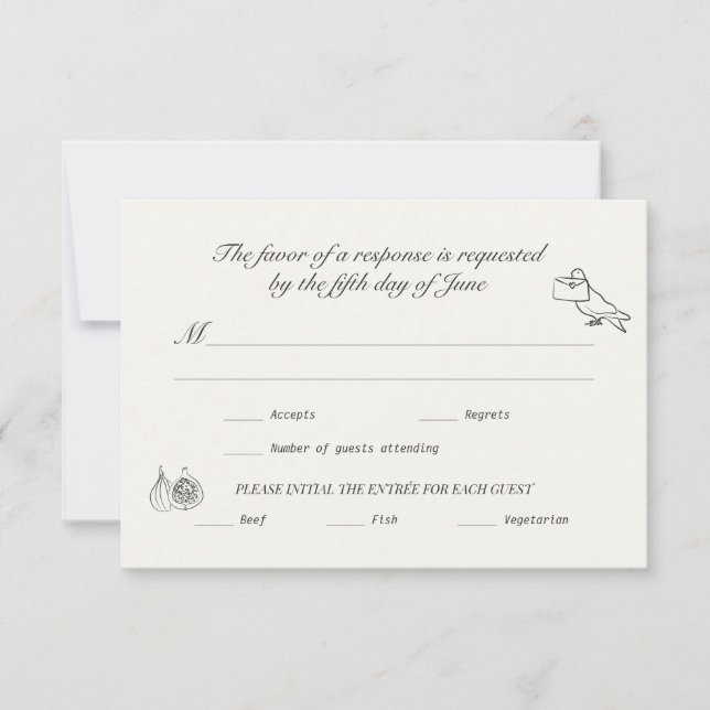 Wedding RSVP Charcoal Linen Illustrated (Devant)