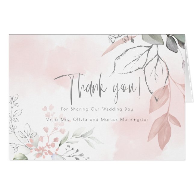 Wedding | Sage and Blush Pink Watercolor Foliage (Devant Horizontal)