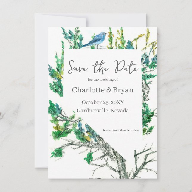 Wedding Save the Date Nevada Bluebird Sagebrush  (Devant)