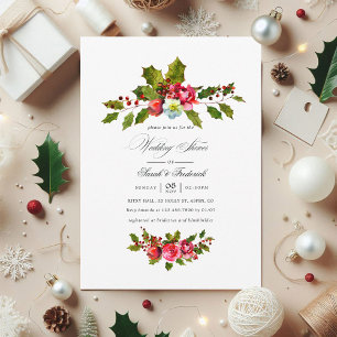 Wedding shower de Noël Floral Holly Invitation