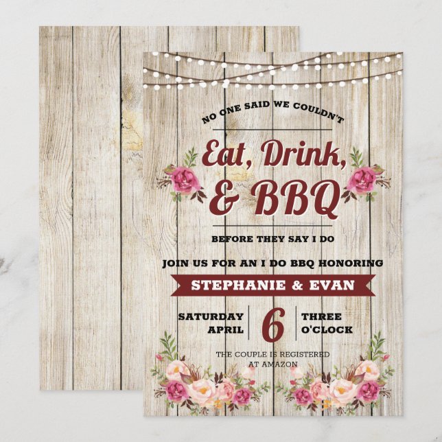 Wedding shower I Do BBQ Invitation 5x7 (Devant / Derrière)