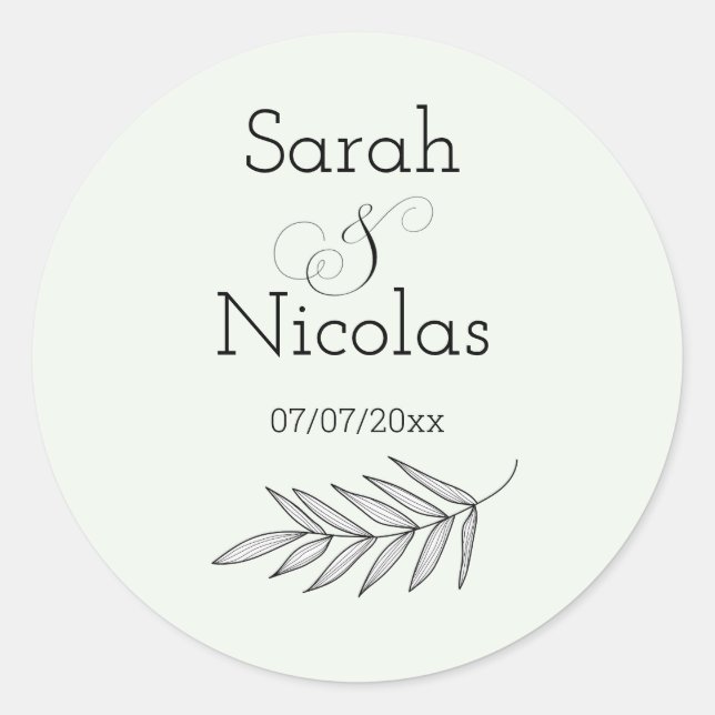 Wedding stickers personalized minimalist (Devant)