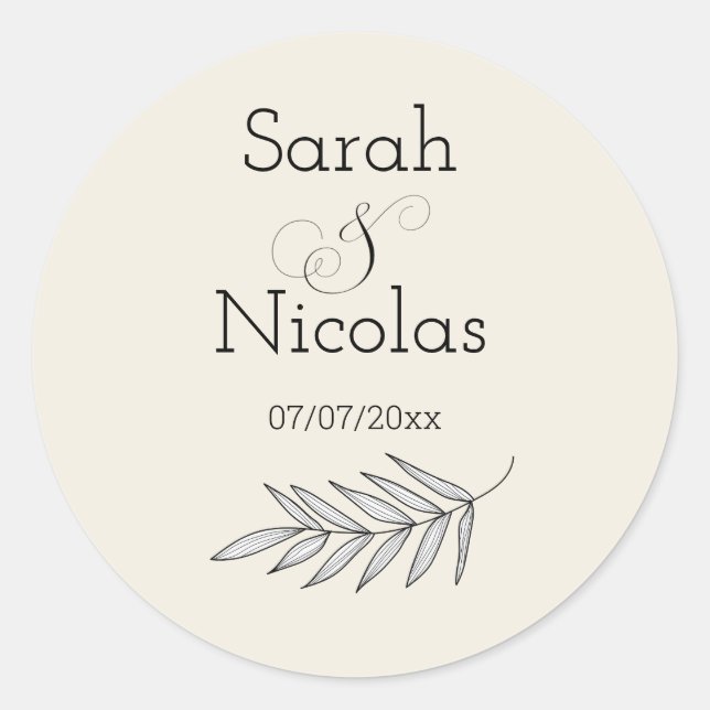 Wedding stickers personalized minimalist (Devant)