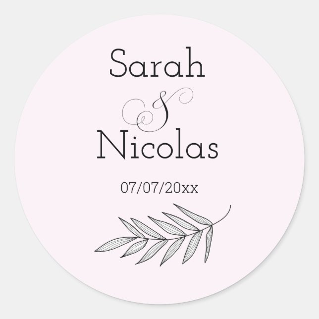 Wedding stickers personalized minimalist (Devant)