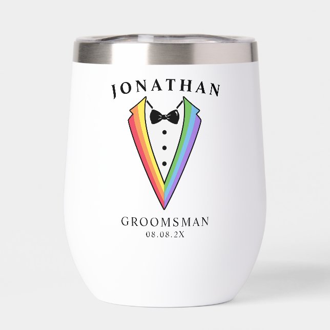 Wedding Tuxedo Personalized Groomsman Thermal Wine (Arrière)