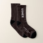 Wedding Usher Personalized<br><div class="desc">Dress the men of your wedding party with coordinating personalized socks You can personalize these souvenir keepsake "usher" socks with your first names and wedding date in white typographiy against a black background.</div>