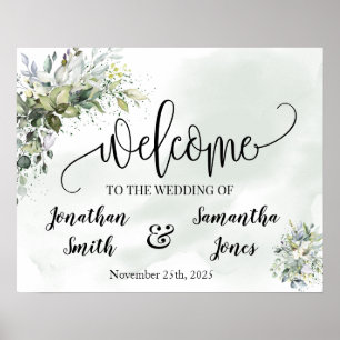 Wedding welcome sign eucalyptus succulent poster