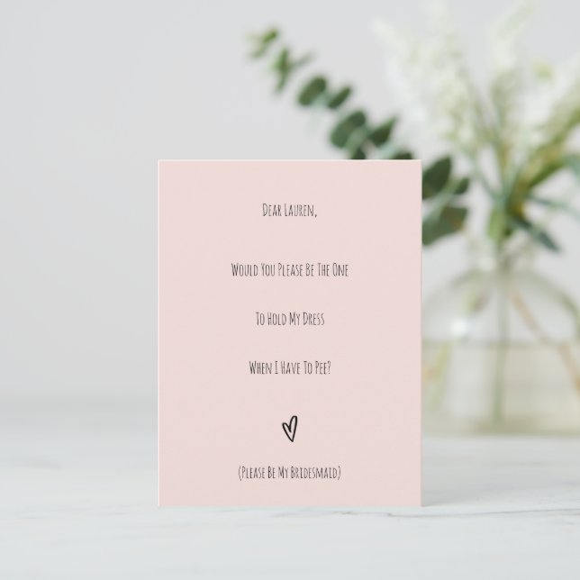 Wedding Will You Be My Bridesmaid Invitation Card (Debout devant)