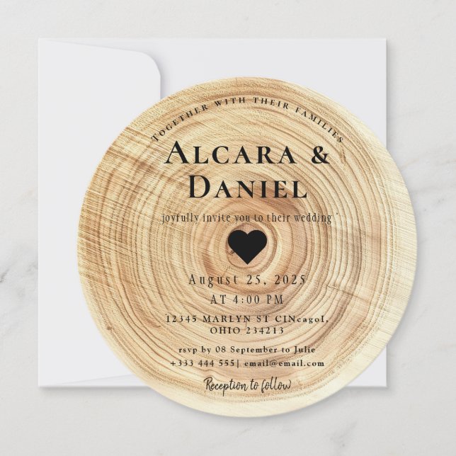 Wedding Wood Cut Unique Custom Invitation (Devant)