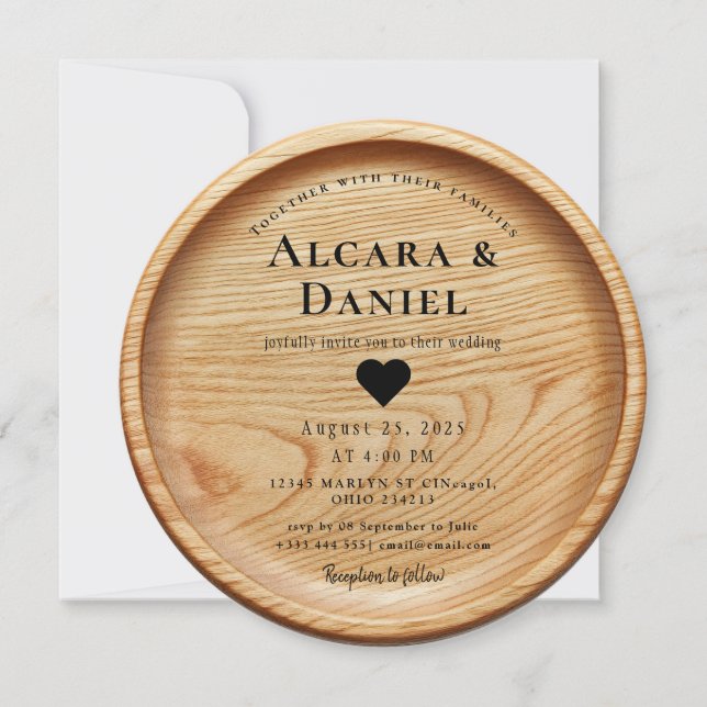 Wedding Wood Cut Unique Custom Invitation (Devant)