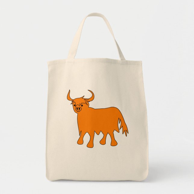 "Wee Coo" Scottish Highland Cow Design sac fourre- (Devant)