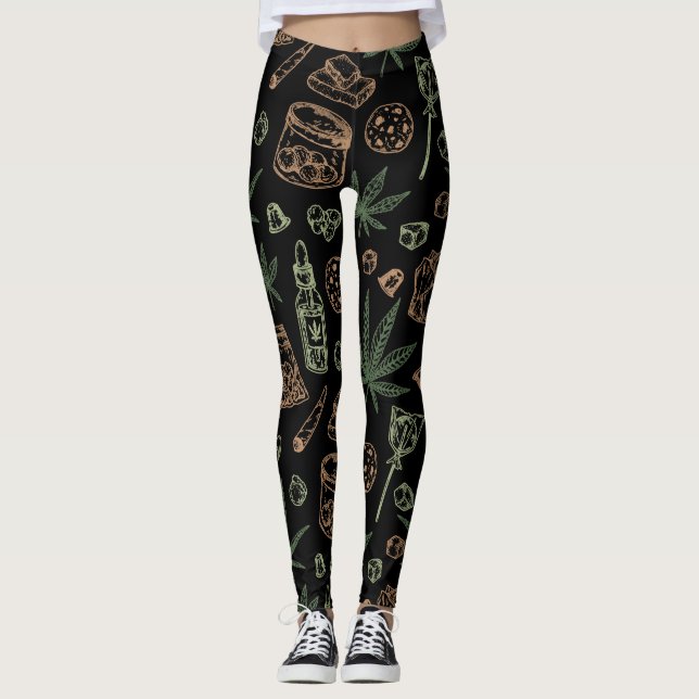 Weed Pattern Women's Fashion Leggings (Devant)