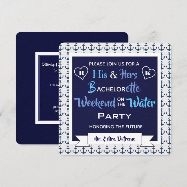 "Week-end sur l'eau" Son & Hers Invitation (Devant / Derrière)