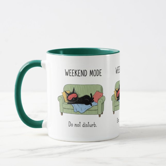 Weekend Mode Cat Coffee Mug Funny Black Cat Gift (Gauche)