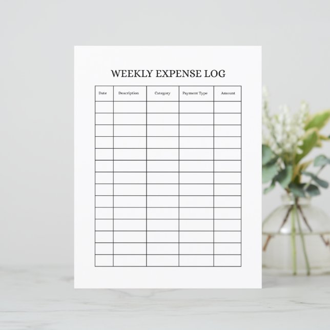 WEEKLY EXPENSE LOG (Debout devant)
