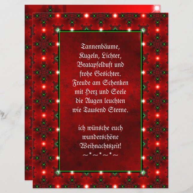 Weihnachtsgedicht Deutsch, Ajouter Votre Texte (Devant / Derrière)