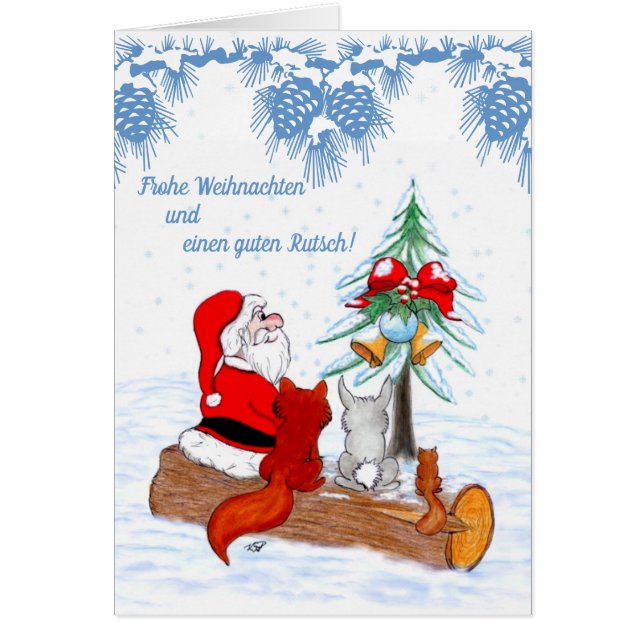 Weihnachtsmann mit Kaninchen Fox und Eichhörnchen (Devant)