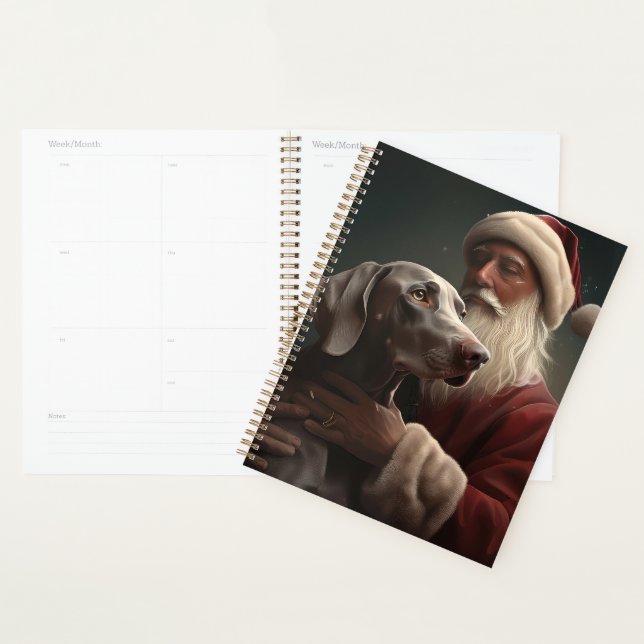Weimaraner avec le Père Noël Festif de Noël (Devant avec enveloppe)