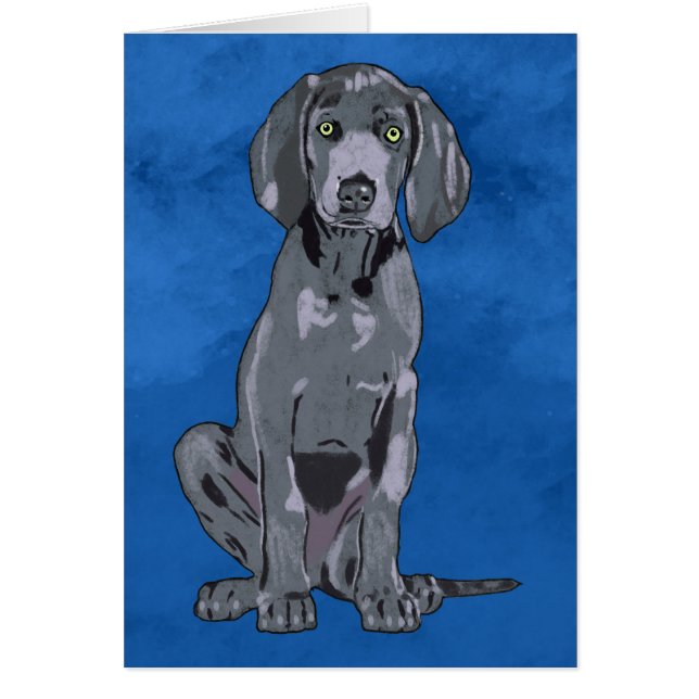 Weimaraner Chien Aquarelle Art Portrait Faux (Devant)