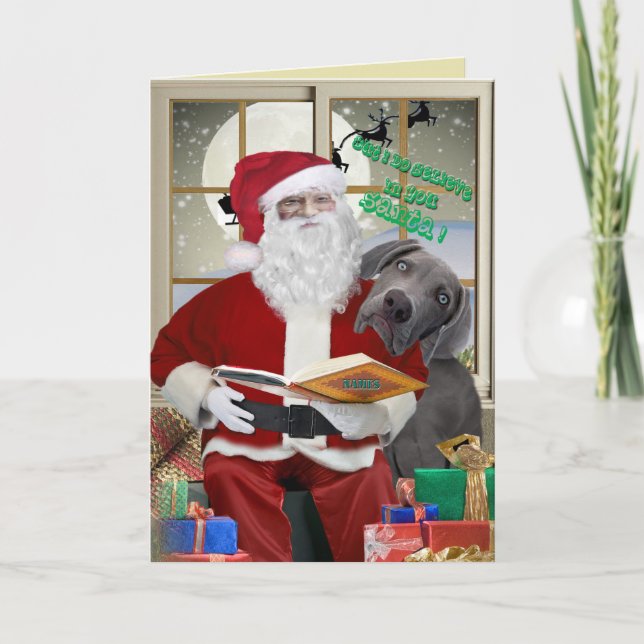 Weimaraner Je Crois Cartes Père Noël (Devant)