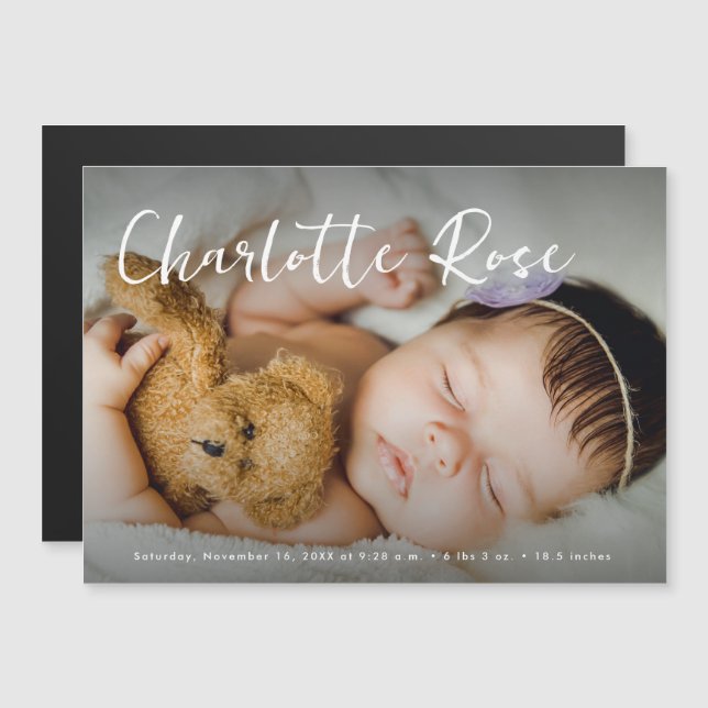 Welcome Baby girl Modern Custom Photo Stats (Devant / Derrière)