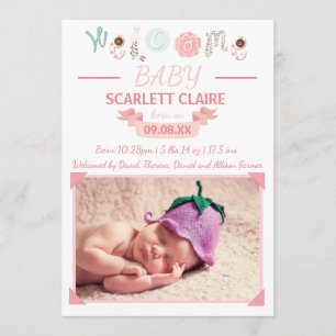Welcome Baby with Photo - Faire-part de naissance
