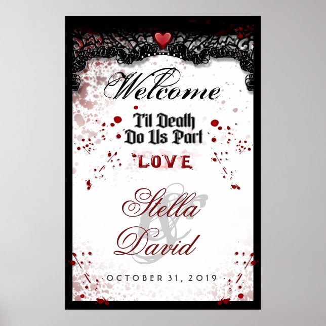 Welcome Halloween Wedding Poster Blood Splatter (Devant)
