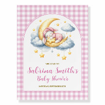 Welcome Sign Cute Bunny Pink Boy Girl Baby Shower
