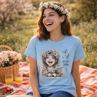 Welcome Spring Cute Floral Girl T-Shirt
