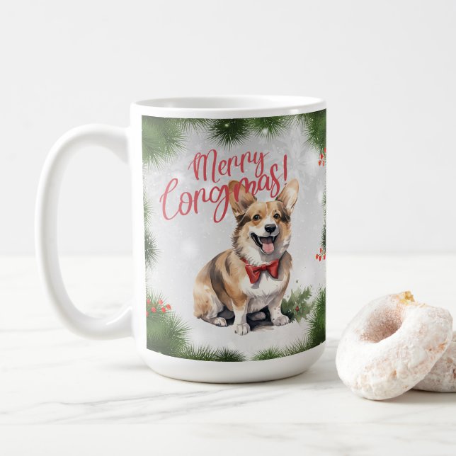 Welsh Corgi Funny Christmas Chien Mug (Avec donut)