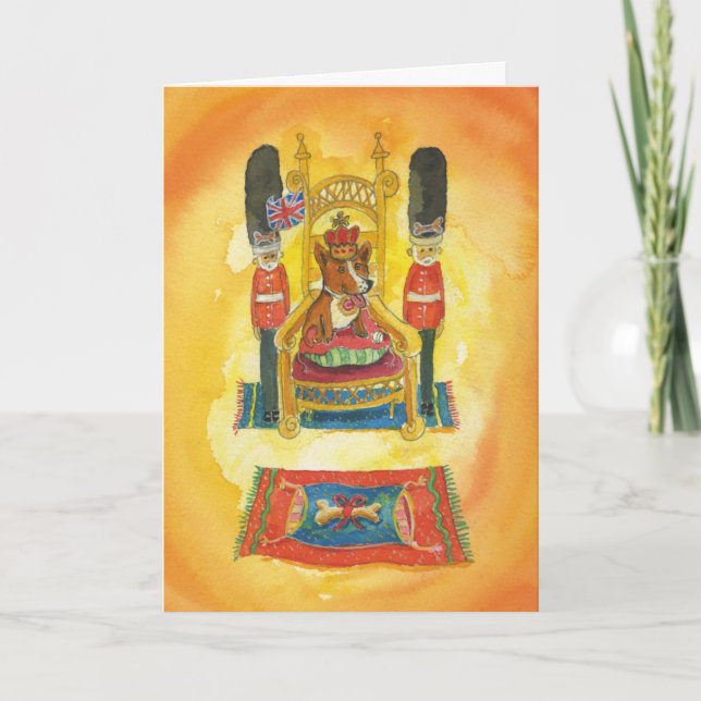 Welsh Corgi King - Bonne carte d'anniversaire (Devant)