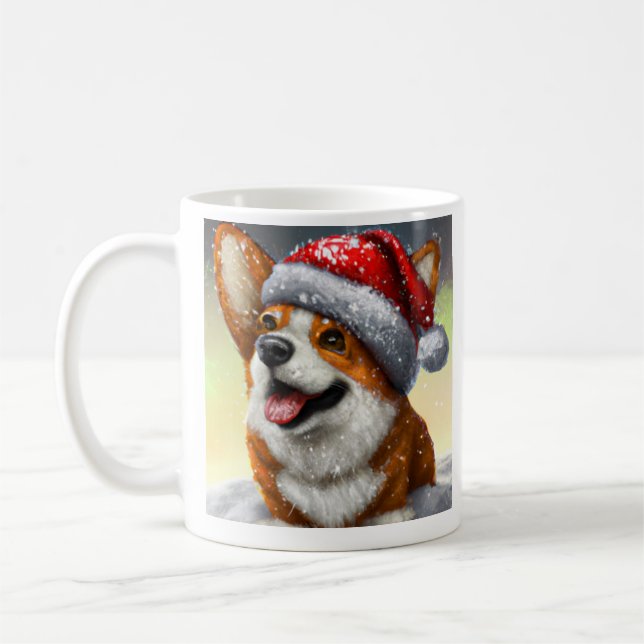 Welsh Corgi, Père Noël, Mug de café de Noël (Gauche)