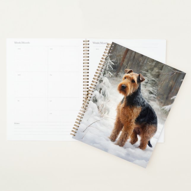 Welsh Terrier Laisser Neige Noël (Devant avec enveloppe)