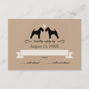 Welsh Terrier Silhouettes Mariage RSVP Réponse
