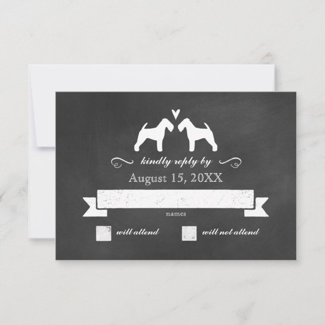 Welsh Terrier Silhouettes Mariage RSVP Réponse (Devant)